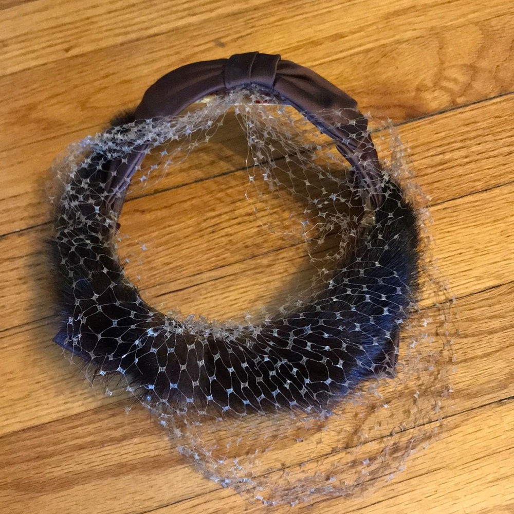 Vintage G. Fox & Co fascinator brown with mink